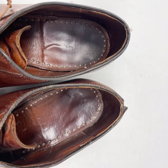 Allen Edmonds Mens 10.5 Brown Leather Vernon Cap Toe Oxford Lace Up Dress Shoes